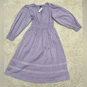 J Crew Long-sleeve smocked-waist midi dress in lightweight chino      Size M